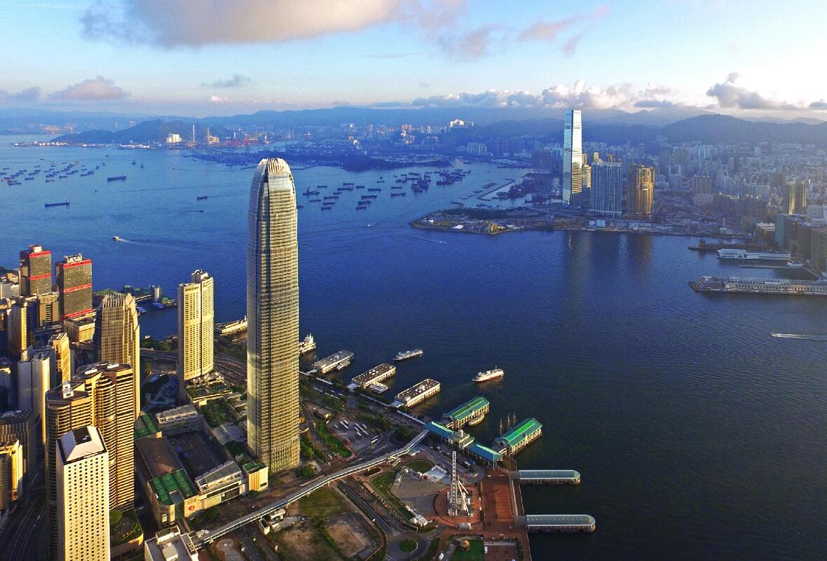 香港維多利亞港俯瞰，城市中心，高樓林立