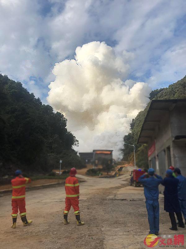 零壹空间首款固体火箭发动机试车外部现场(受访者提供)