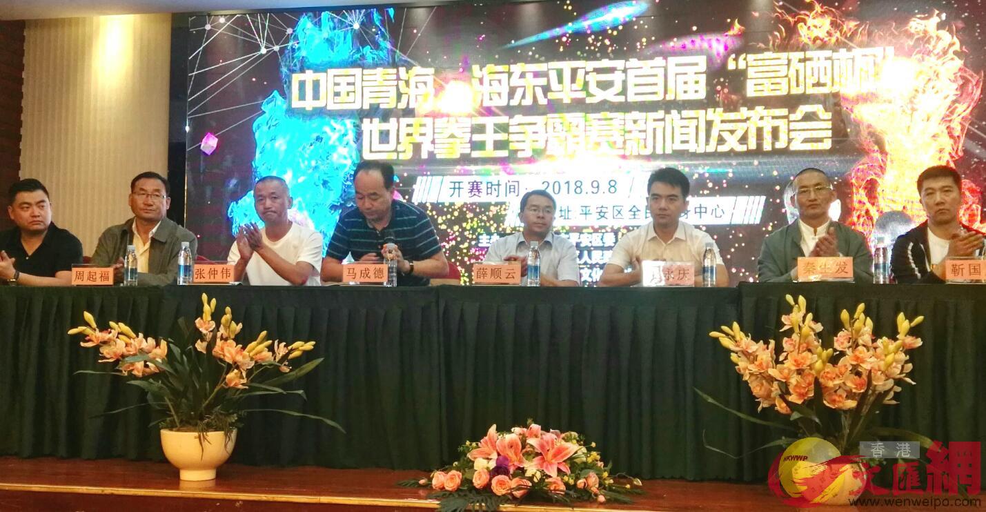 青海P海東平安首屆u富硒杯v世界拳王爭霸賽新聞發佈會現場C