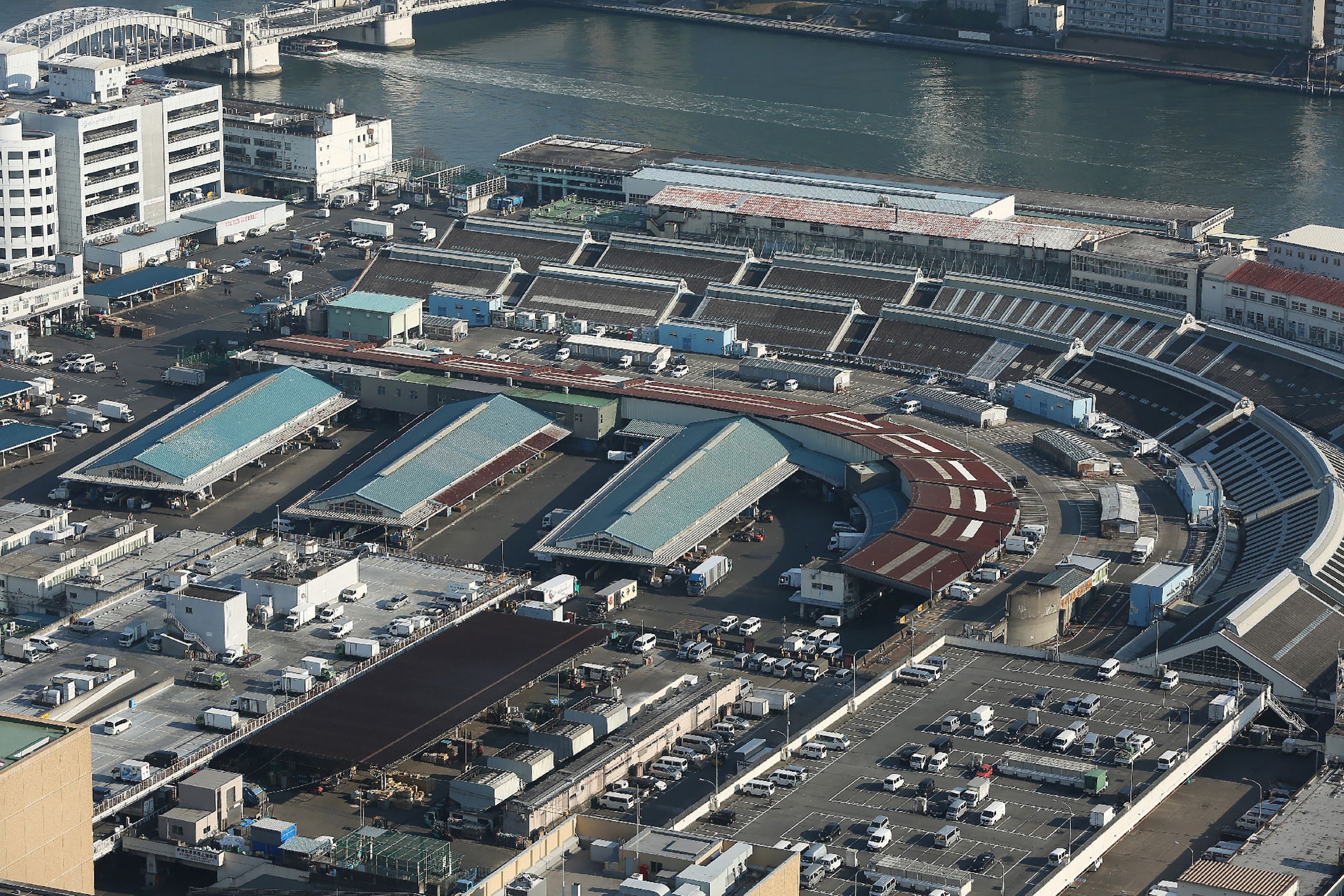 東京溫度高A築地市場的魚販也u各顯神通vA保鮮魚類C圖為東京築地市場]法新社^