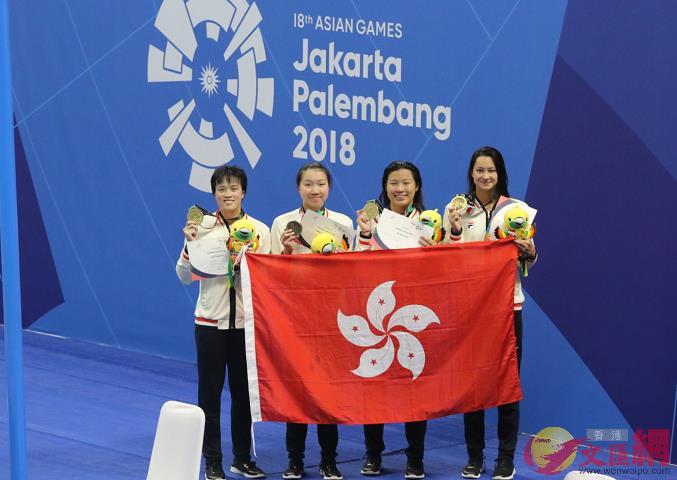 港隊喜獲游泳女子4x200米自由式接力銅牌C記者 張銳 攝