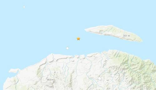 海地附近海域發生5.9級地震C來源G美國地質勘探局網站截圖C