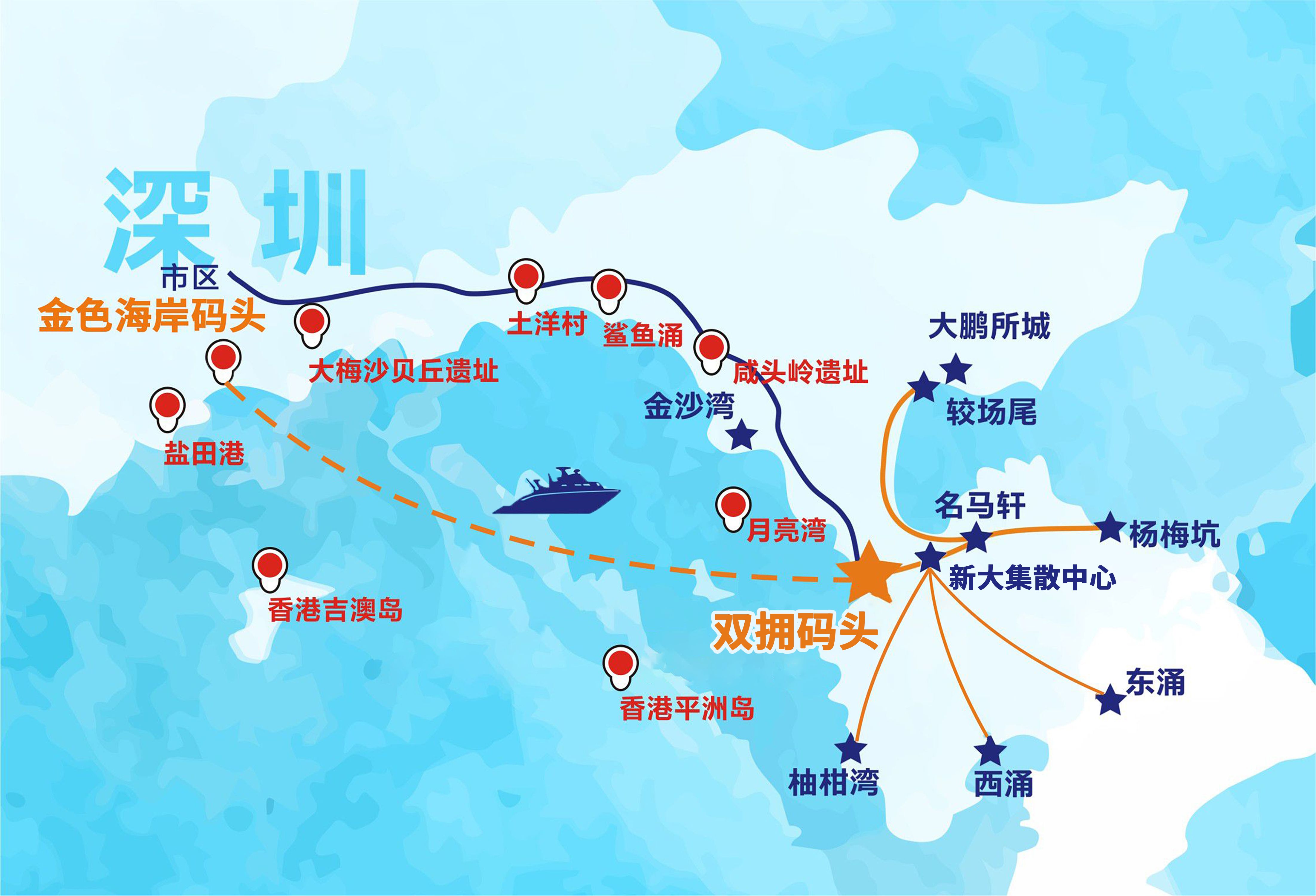 深圳東部海上巴士線路圖