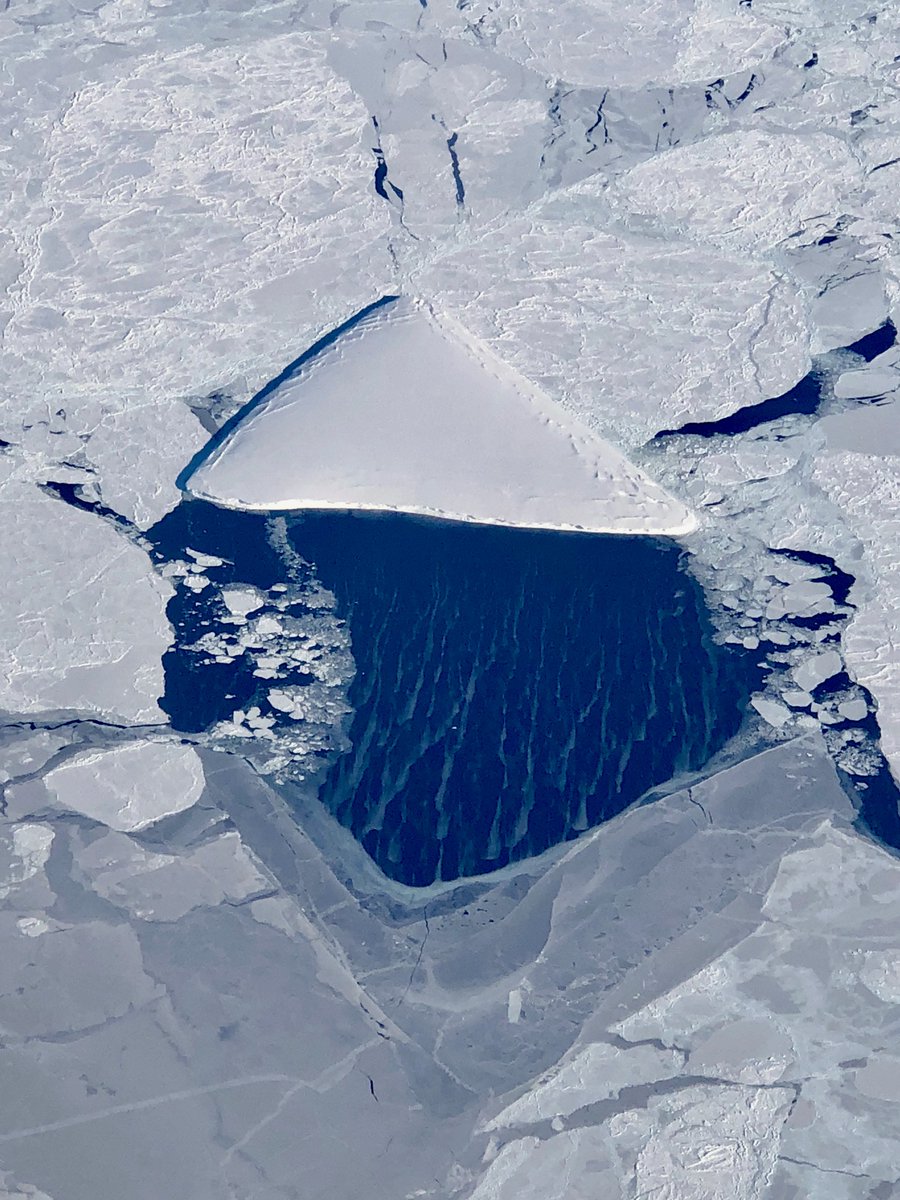 NASA團隊還拍攝到一座呈三角形的冰山]NASA 推特^