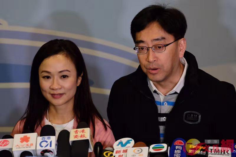陳凱欣(左)高票當選香港立法會議員A最快將於下周三就任(全媒體記者麥鈞傑攝)
