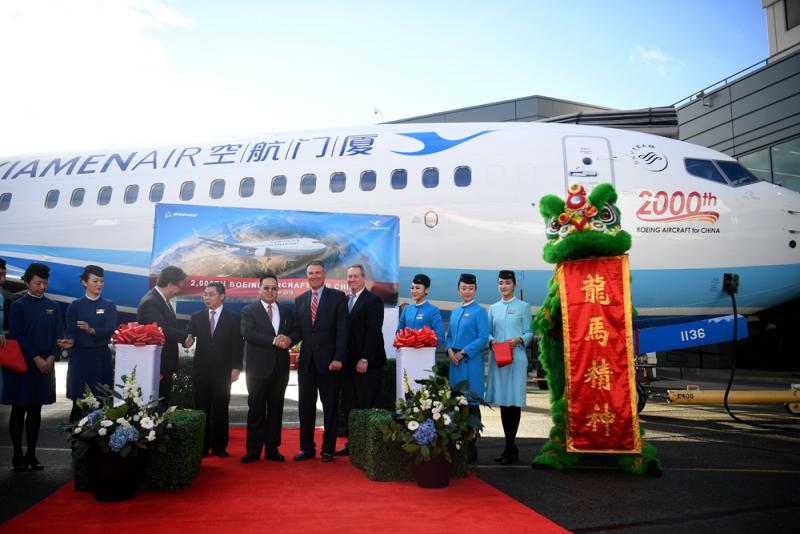 11月30日A美國波音公司在西雅圖舉行儀式A向中國廈門航空交付第二千架波音飛機\新華社