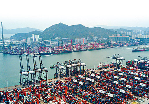 香港首10月出口增長9%A圖為葵涌貨櫃碼頭]文匯報資料圖^