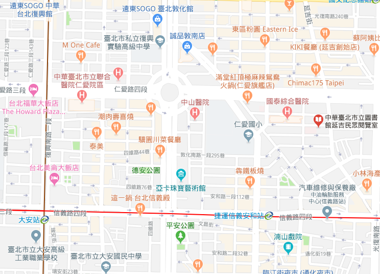 在Google地圖搜索A會出現中華台北市立圖書館]網絡截圖^