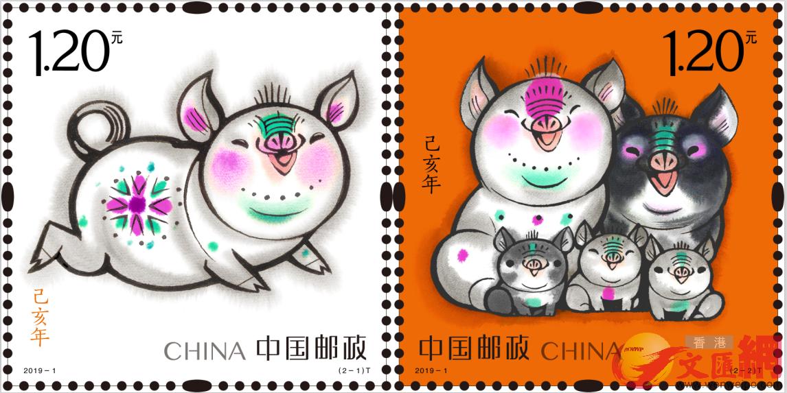 韓美林設計的m己亥年n豬年生肖特種郵票C 主辦方供圖