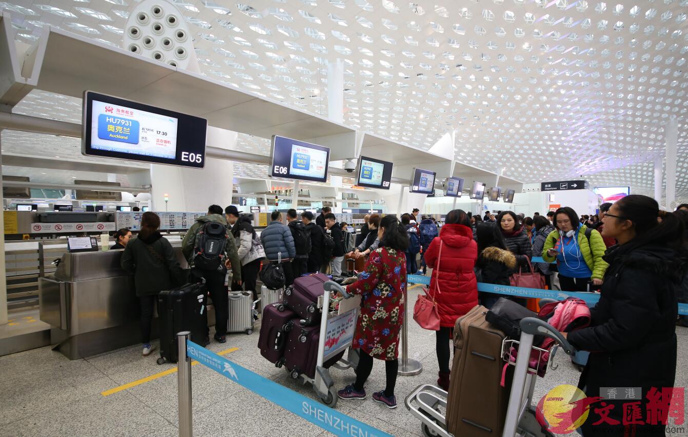 深圳機場2018年國際旅客吞吐量達395.3萬人次，同比增長33.8%(記者 郭若溪 攝)