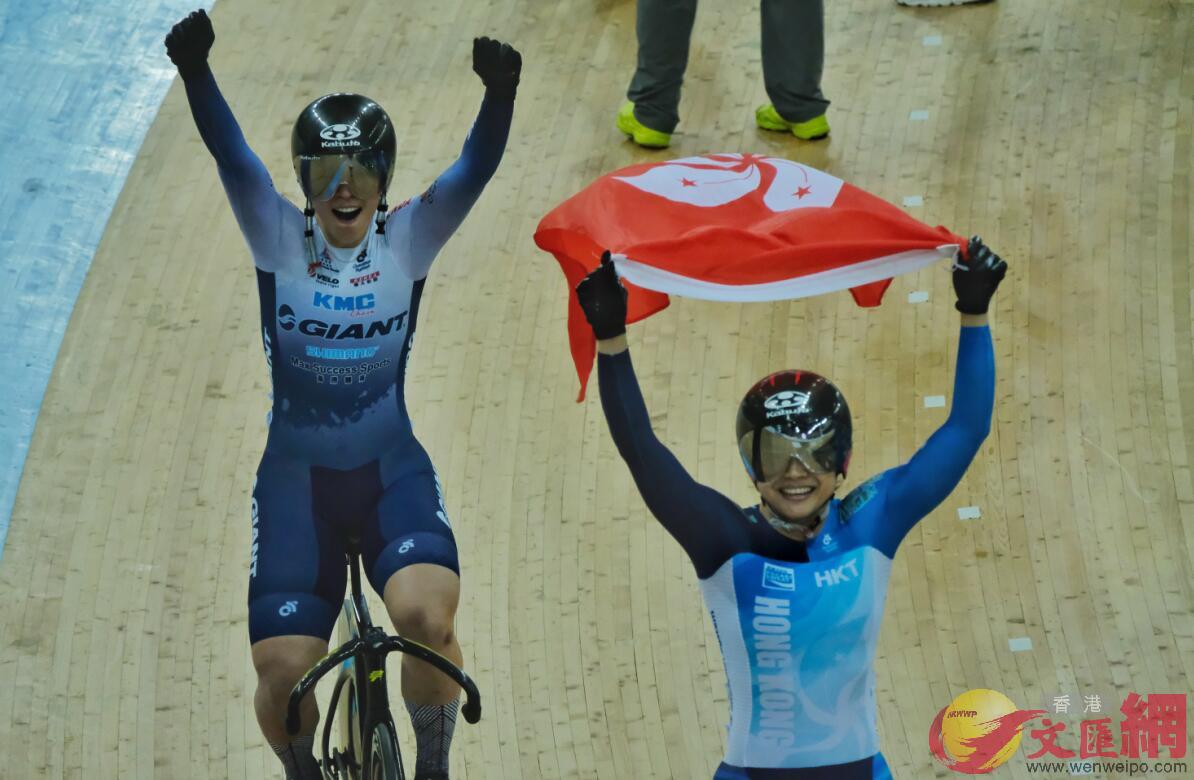 世界盃場地單車賽女子凱琳賽A李慧詩(右)奪冠A李海恩獲得季軍C