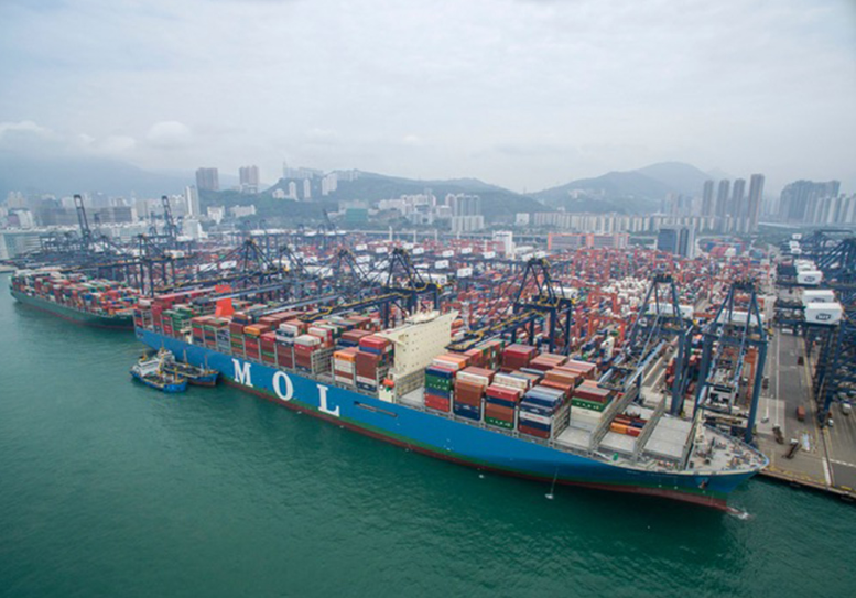 今年1月A香港貨櫃吞吐量跌至全球排名第八位(大公報資料圖)