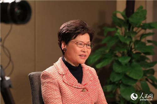 香港特別行政區行政長官林鄭月娥在北京接受人民網專訪C人民網