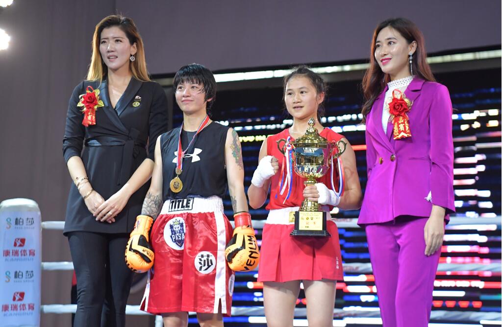 唯一一場54公斤級女子對決賽A在兩位中國拳擊女將雷曼麗和歐陽建平之間展開;最後A歐陽建平以點數獲勝C主辦方供圖