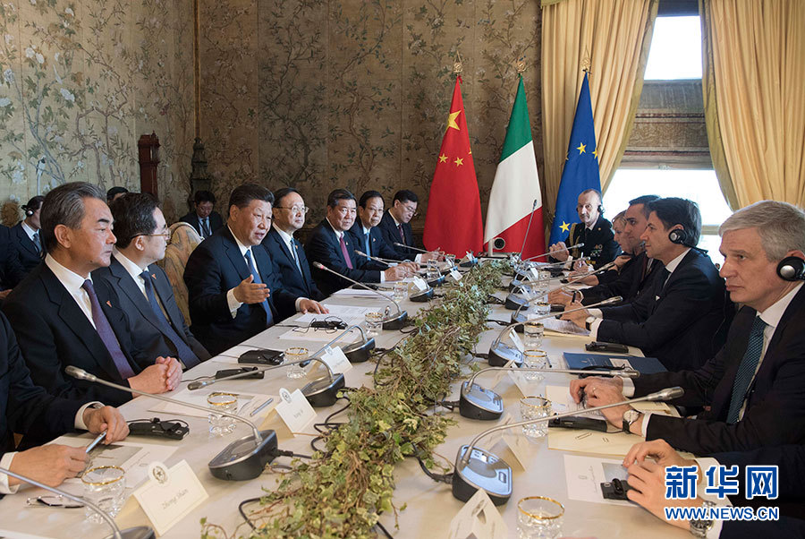 3月23日A國家主席習近平在羅馬同意大利總理孔特會談C新華社