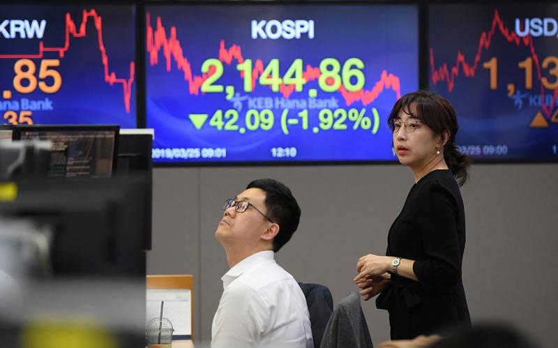 亞洲股市報跌，韓國Kospi指數跌1.92%至2144點