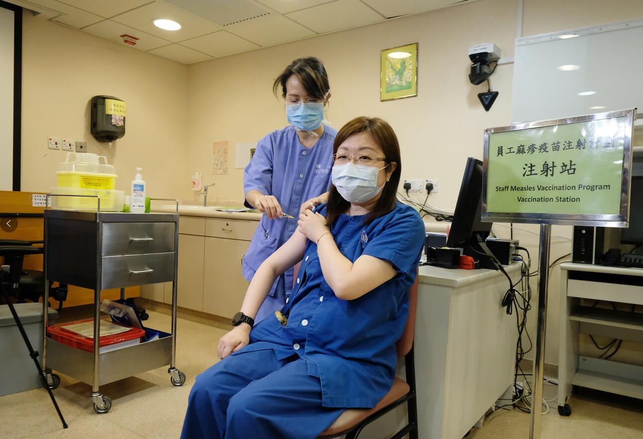 醫管局已為688名工作人員注射麻疹疫苗C