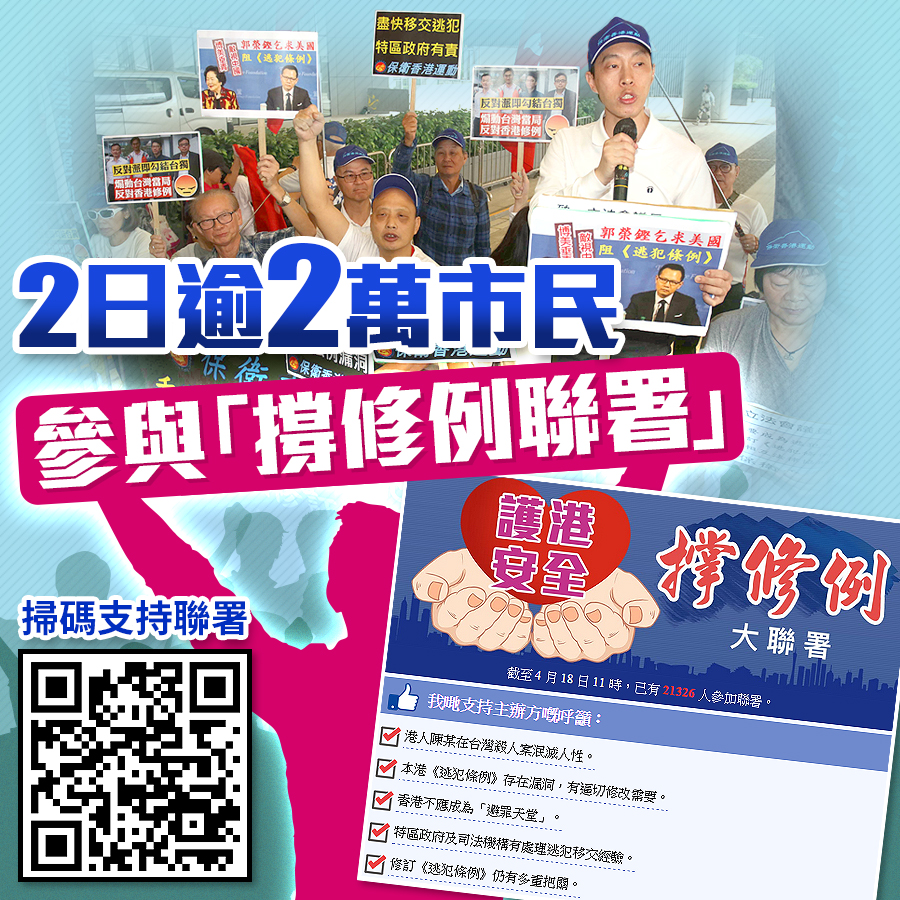 「撐修例聯署」獲逾2萬香港市民支持