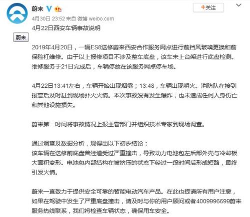 上海蔚來汽車有限公司微博截圖 