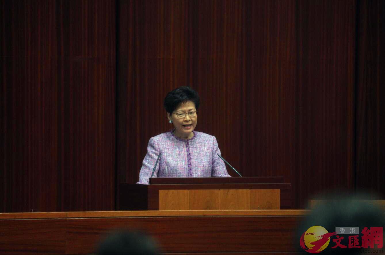 林鄭月娥表示A盡力維護u一國兩制vA成為內地及香港關係發展的促進者C(全媒體記者麥鈞傑攝) 