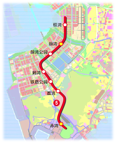 深圳地鐵5號線二期南延線線路圖 記者 郭若溪攝