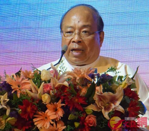 緬甸投資與對外經濟關係部部長吳當吞代表緬甸國務資政昂山素季出席峰會並致辭 譚旻煦 攝