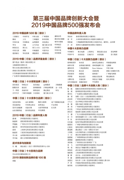 u2019中國品牌500強v部分榜單 北京傳真