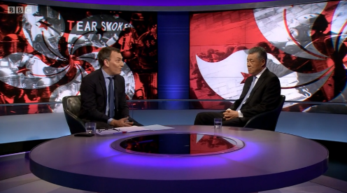 劉曉明接受BBC主持專訪(電視截圖)