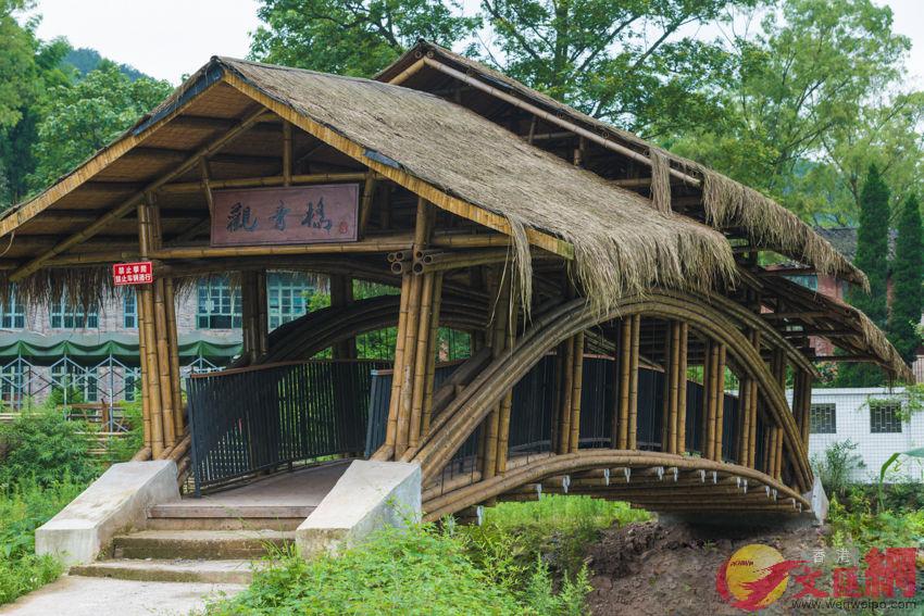 竹橋跨度達21米A突破了竹材應用的限制和現代竹橋建造技術C記者張蕊 攝