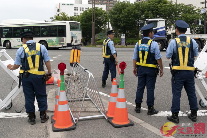 警察在大阪G20會場附近戒備\美聯社