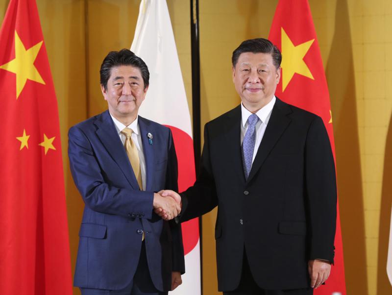 6月27日A中國國家主席習近平在大阪會見日本首相安倍晉三\新華社