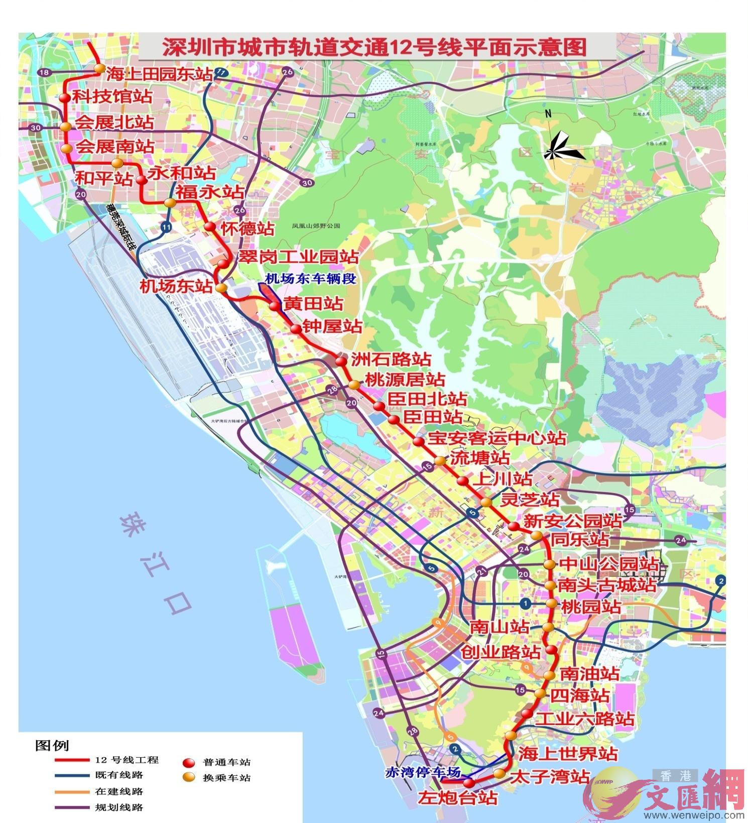 深圳地鐵12號線線路圖(記者 郭若溪 攝)
