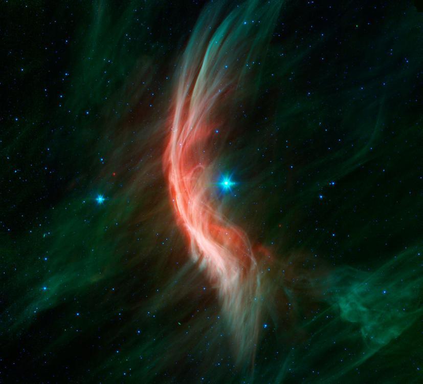 圖為巨星Zeta Ophiuchi和它周圍的弓形衝擊波C