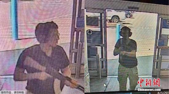 當地時間8月3日A美國得克薩斯州埃爾帕索發生大規模槍擊案A槍手在一家購物中心開槍A造成至少22人死亡C(視頻截圖)