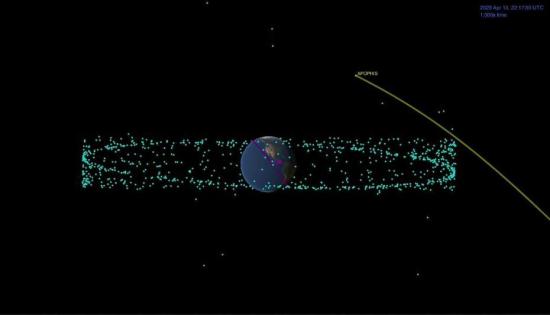 資料圖G據外媒報道A代號99942的近地小行星又稱阿波菲斯(Apophis)A俗稱u死神星vC這顆小行星將於2029年在距離地球19000英里(約3萬公里)處飛掠A不會直接撞擊地球C圖片來源G美國宇航局