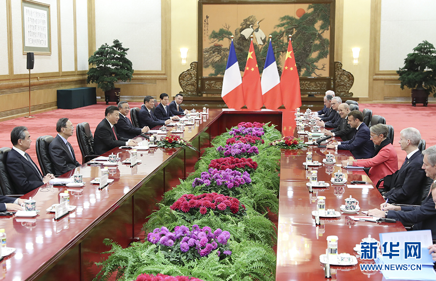 11月6日A國家主席習近平在北京人民大會堂同法國總統馬克龍會談C新華社 