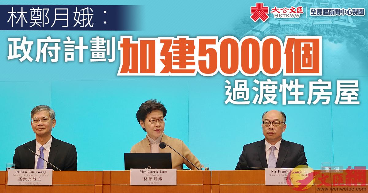 林鄭月娥表示A政府計劃加建5000個過渡性房屋C