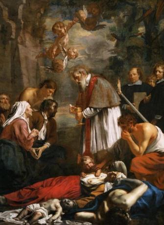 Saint Macarius of Ghent Giving Aid to the Plague Victims