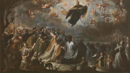 Saint Augustine vanquishing the Plague of Locusts