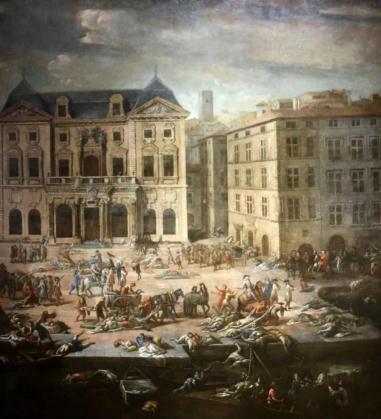 View of the Town Hall during the plague of 1720