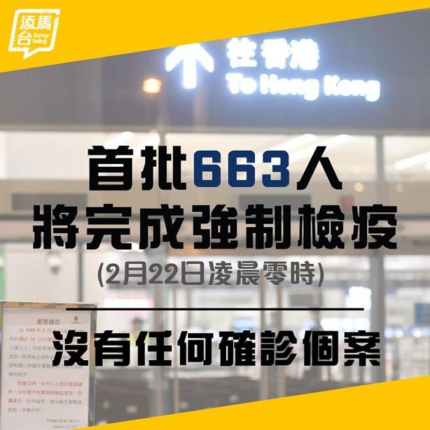 港首批663名強制檢疫人士完成檢疫A無確診個案C(添馬台圖片)