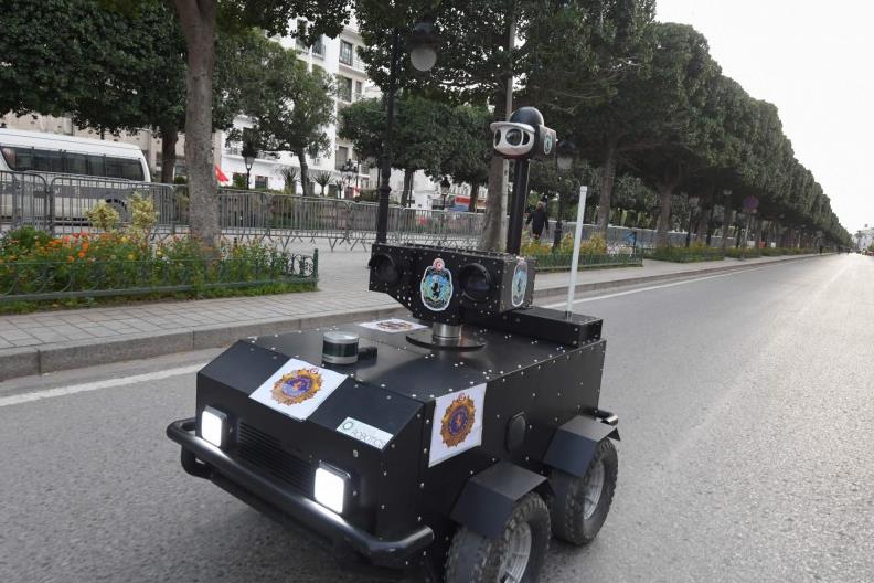 北非國家突尼西亞街頭警務機器人巡邏(法新社資料圖片)