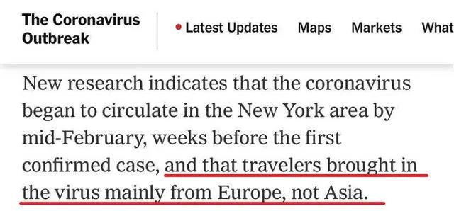 m紐約時報nG紐約地區疫情主要由來自歐洲旅行者