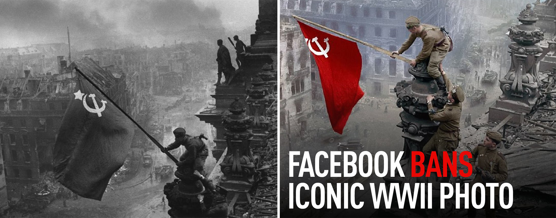 左為歷史上拍攝的照片A右圖為民間重新上色版本 圖自G社交媒體