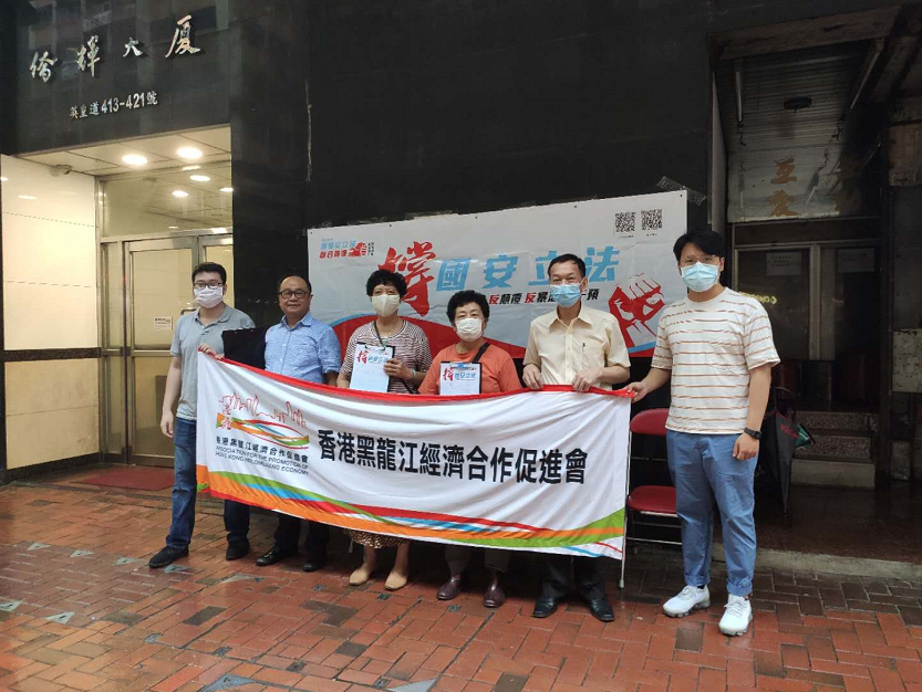 香港黑龍江經濟合作促進會組織u撐國安立法v徵集簽名活動