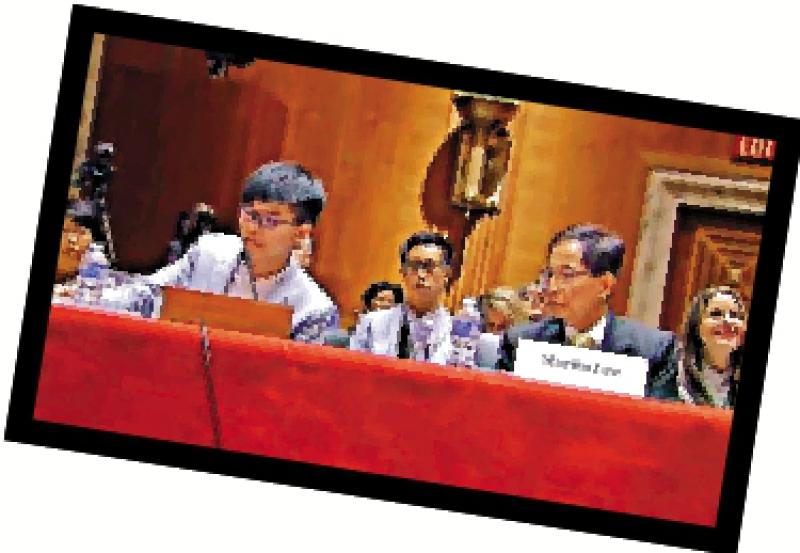 黃之鋒（左）及李柱銘（右）在美國聽證會上唱衰香港，更多次要求外國制裁香港