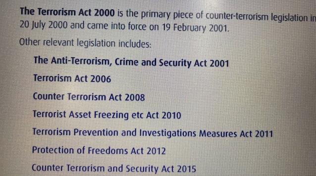 2000年以來，英國頒布和修訂的一些國家安全類相關法律。