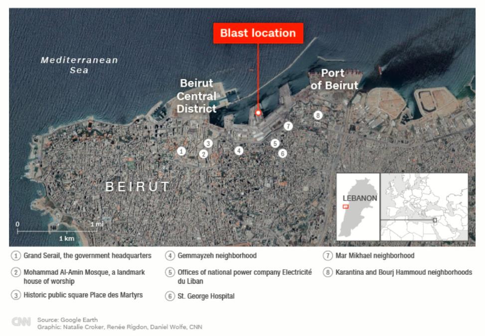 貝魯特港口爆炸地點]資料圖片^