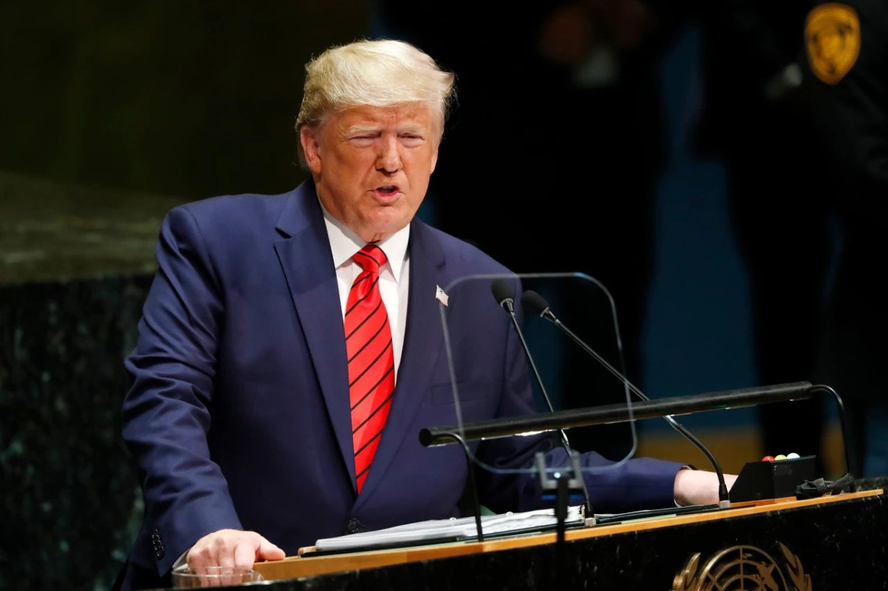 2019年9月24日A在位於紐約的聯合國總部A美國總統特朗普在第74屆聯合國大會一般性辯論上發言C新華社